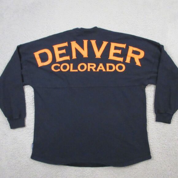 Denver Colorado Spirit Jersey Shirt‎ size L Blue Spell out Broncos - Picture 1 of 12